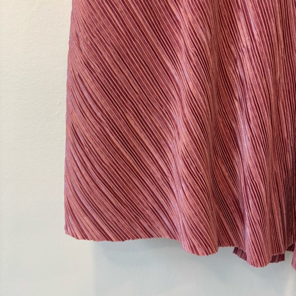 Free People Twist And Shout Desert Rose Pink Mini Dress Pleated VNeck Sleeveless - Picture 7 of 12